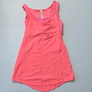 Lululemon Tank 4 Pink Run For Your Money Built In Bra Neon Workout Athleisure